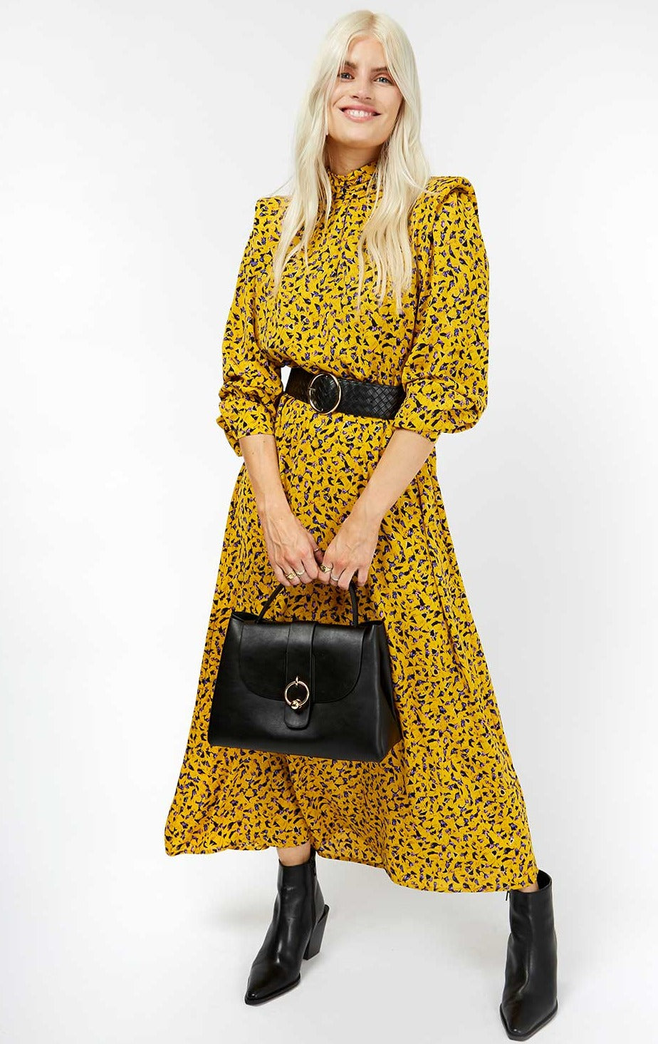 yellow floral printed dropped waist midaxi dress Rent Little Mistress Yellow Midaxi Dress By Vogue Williams