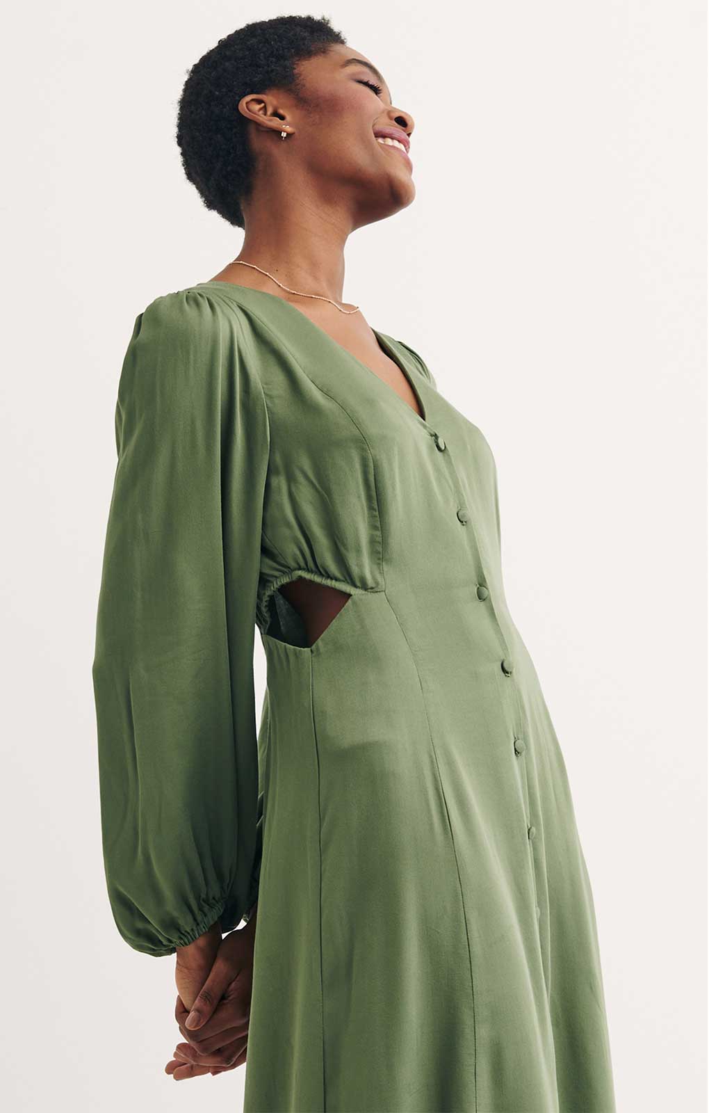 Nobody's Child Plain Green Lara Cut Out Midaxi Dress