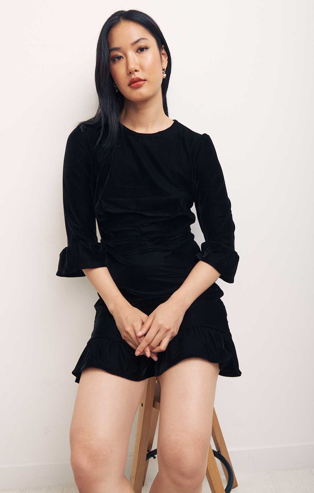Nobody's Child Black Fleur Mini Dress