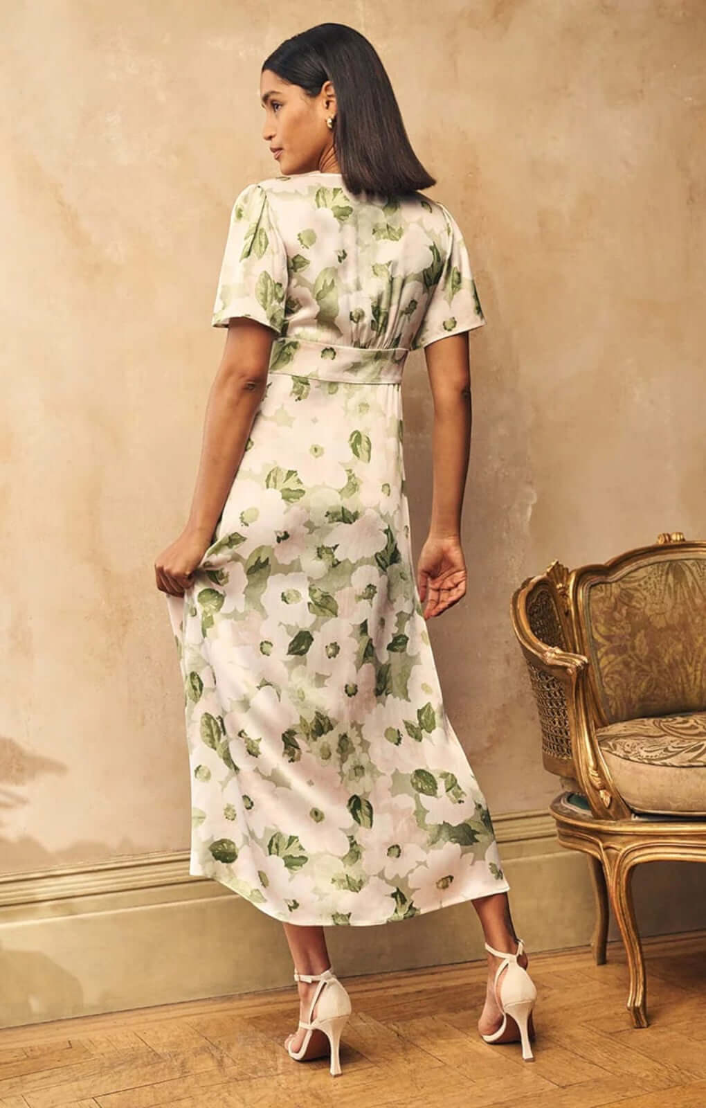 Nobody's Child Green Floral Satin Erin Midaxi Dress