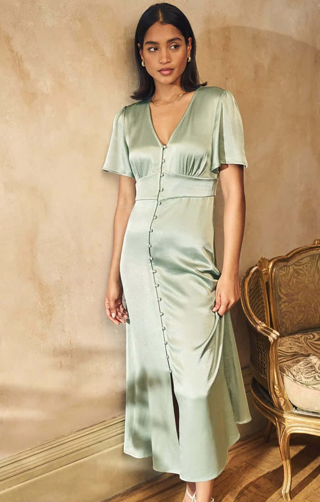 Rent Nobody's Child Sage Green Satin Erin Midaxi Dress | Hirestreet Rent Nobody's Child Sage Green Satin Erin Midaxi Dress | Hirestreet