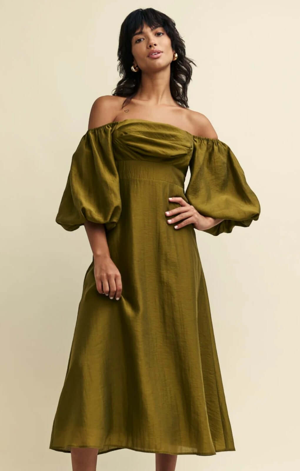 Nobody's Child Green Bardot Maxine Midaxi Dress - Main Image
