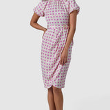 Closet London Cream Polka Dot Print Gathered Sleeve Midi Dress