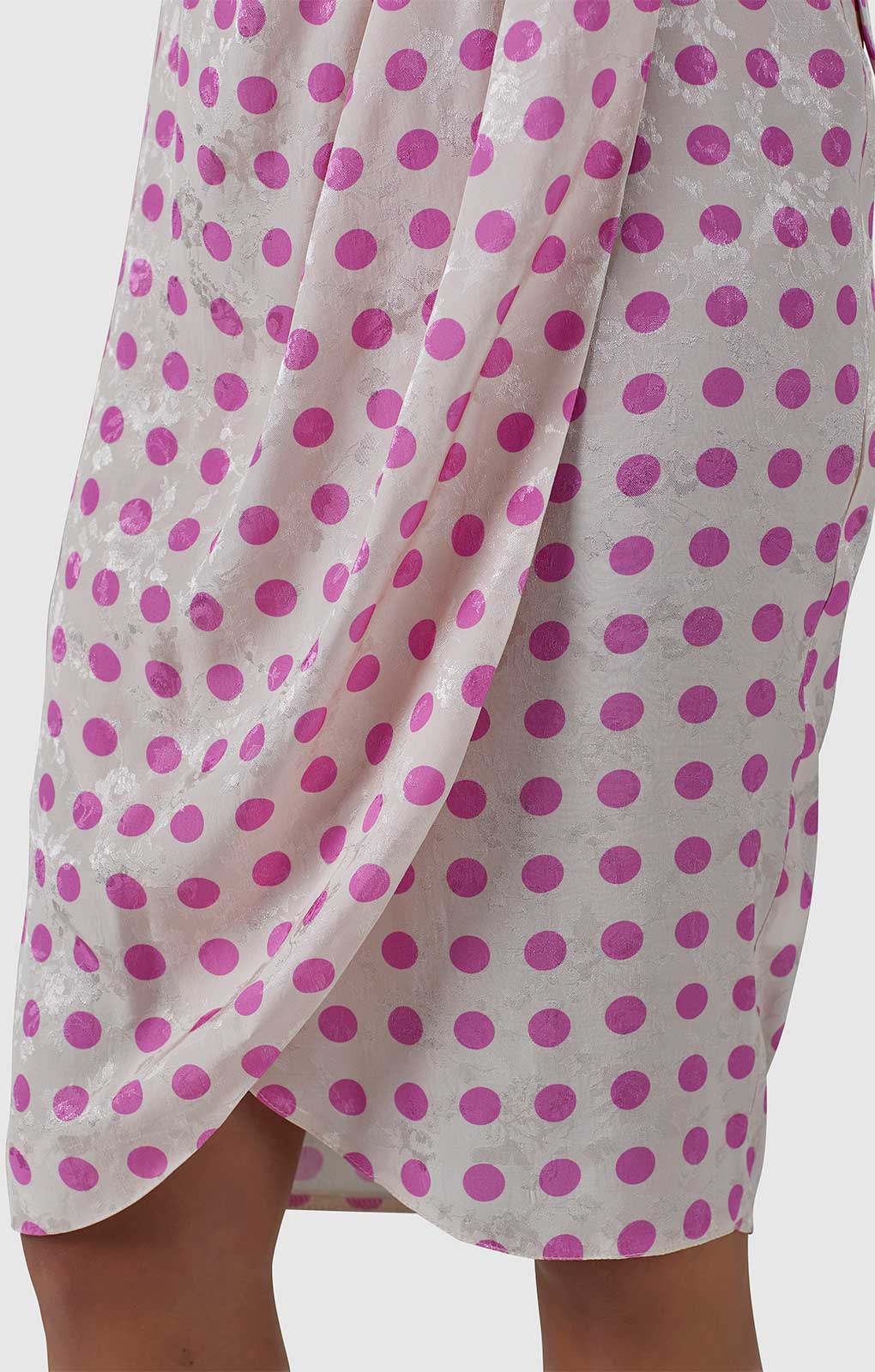Closet London Cream Polka Dot Print Gathered Sleeve Midi Dress