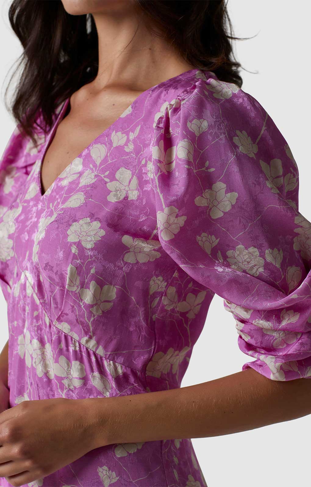 Closet London Pink Floral Print Panelled Midi Dress