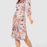 Closet London Multi Floral Print Puff Sleeve Midi Dress