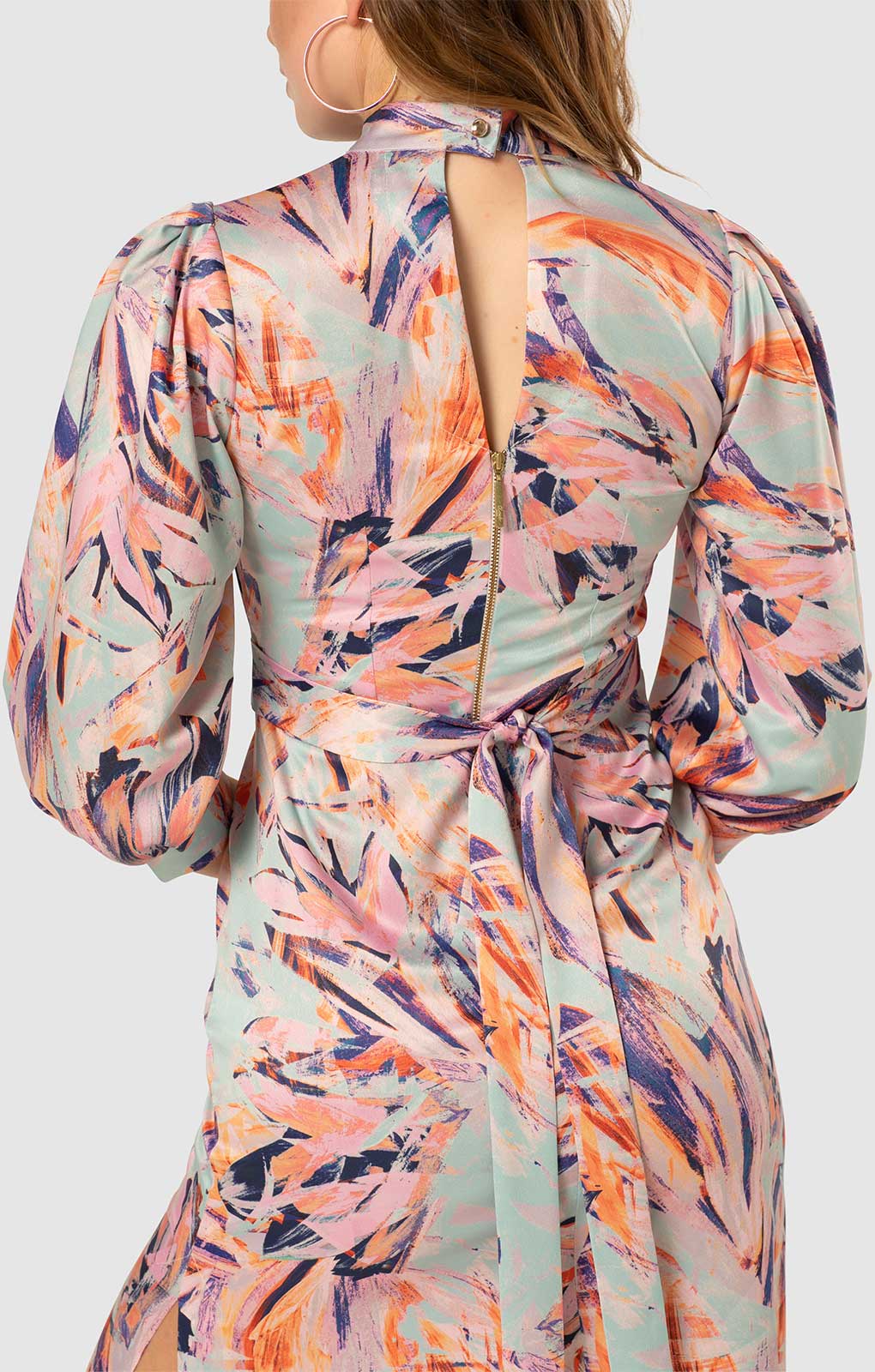 Closet London Multi Floral Print Puff Sleeve Midi Dress