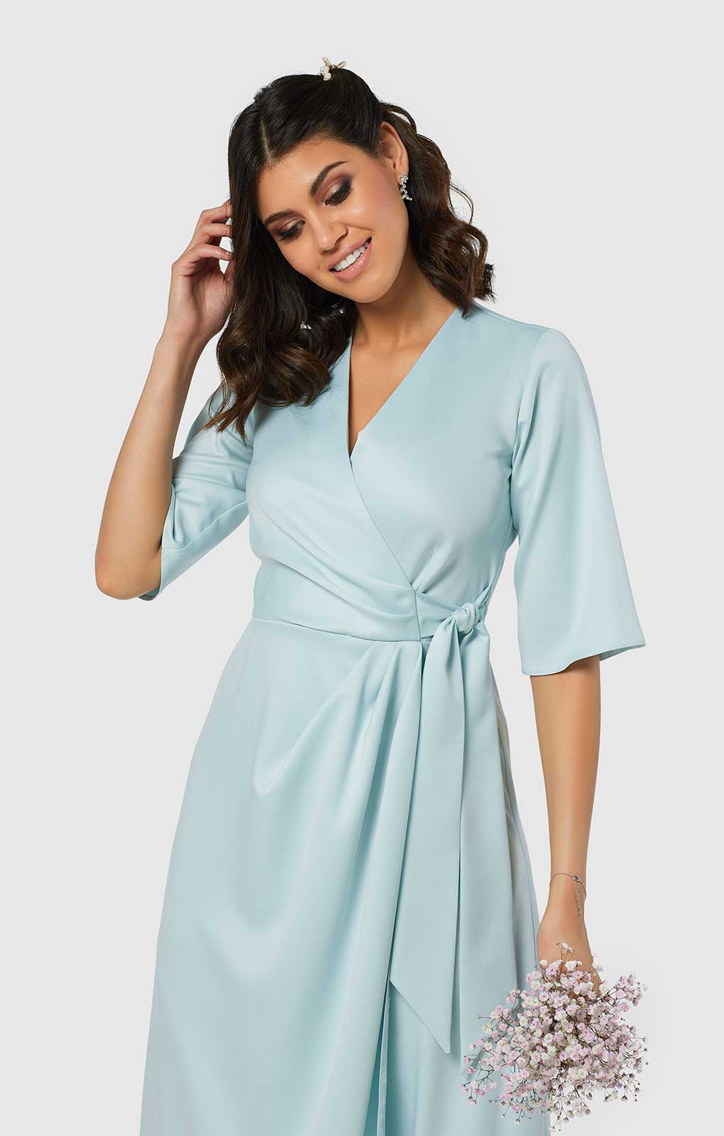 Closet London Light Blue Pleated A-Line Dress