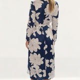 Dancing Leopard Yondal Midi Wrap Dress In Navy Bloom