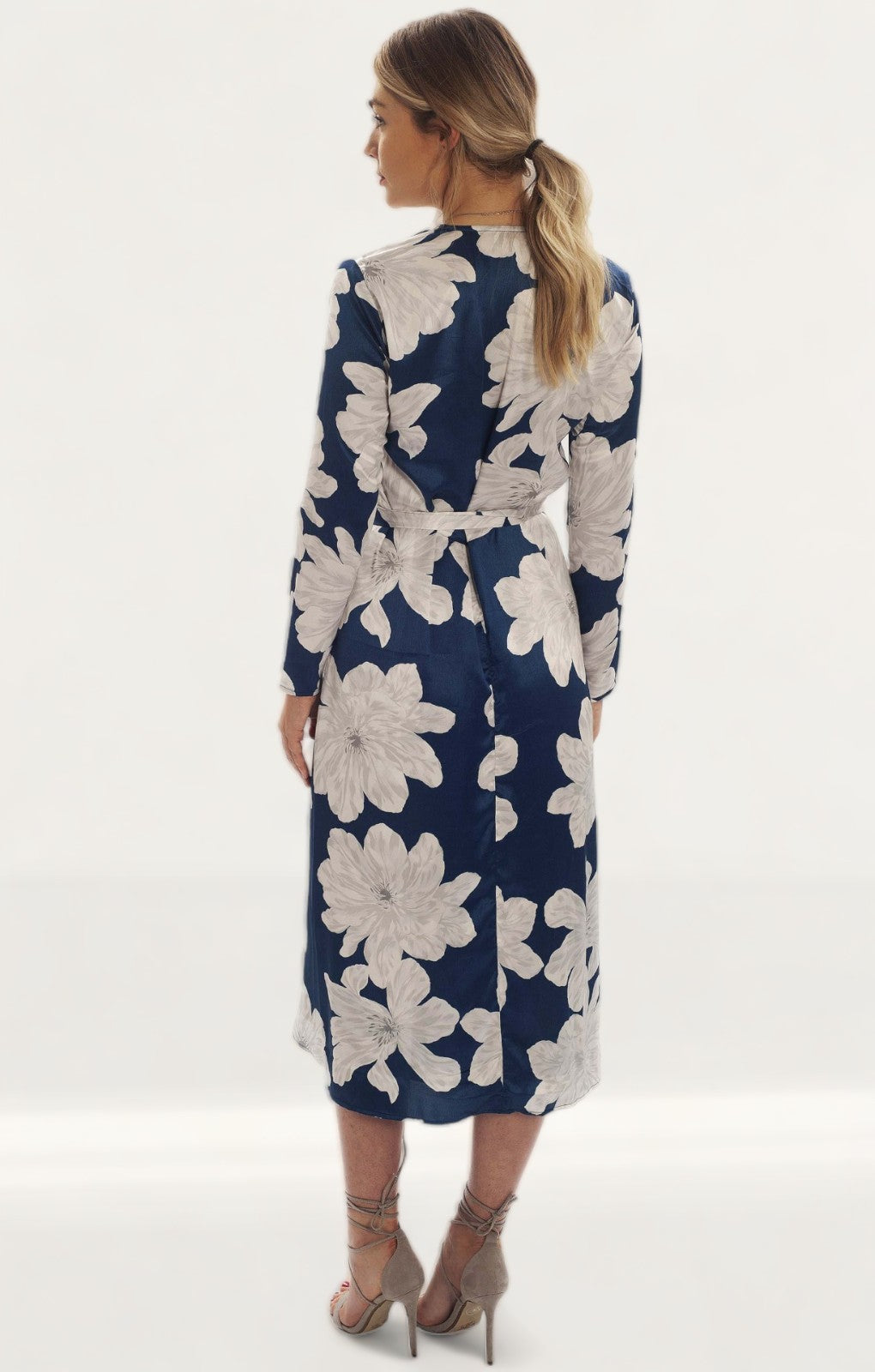 Dancing Leopard Yondal Midi Wrap Dress In Navy Bloom
