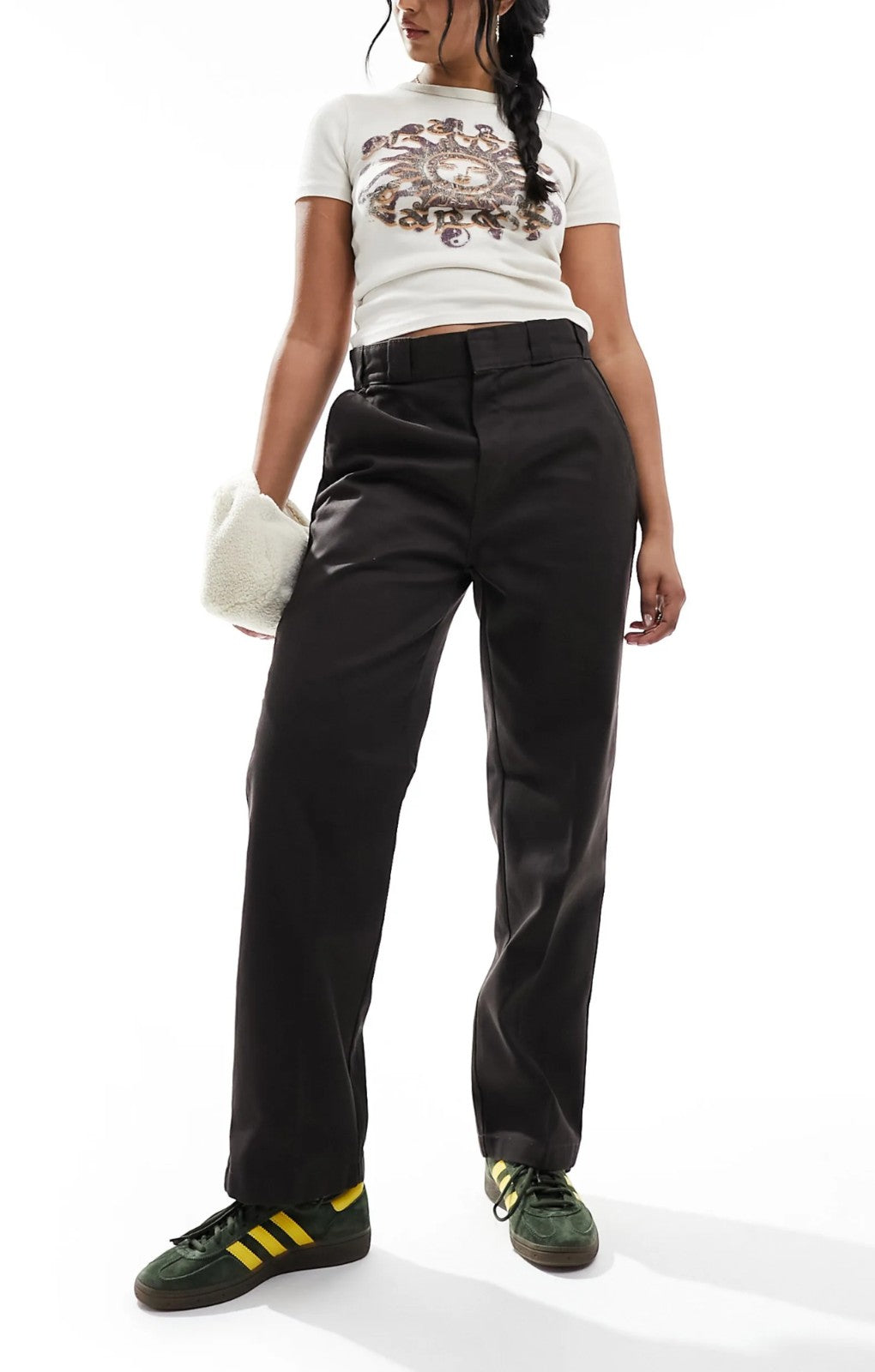 Dickies Elizaville Mid Rise Straight Leg Trousers In Dark Brown – trousers by Dickies, available to rent from Hirestreet