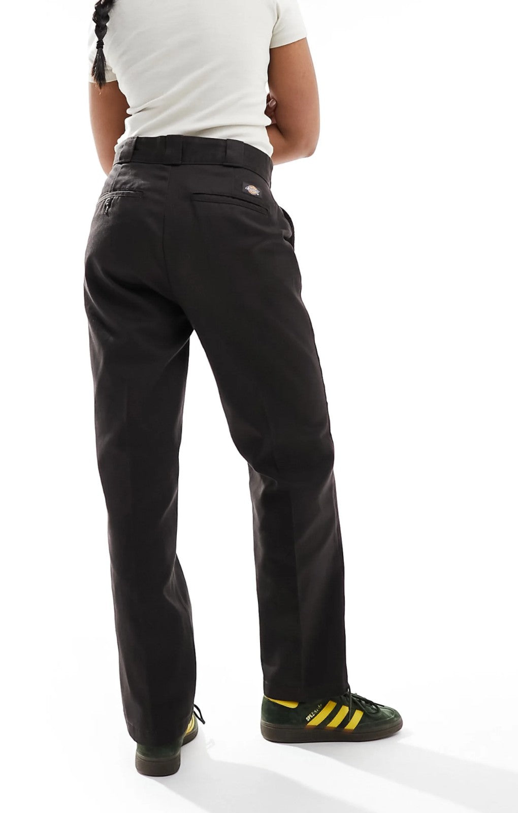 Dickies Elizaville Mid Rise Straight Leg Trousers In Dark Brown – trousers by Dickies, available to rent from Hirestreet