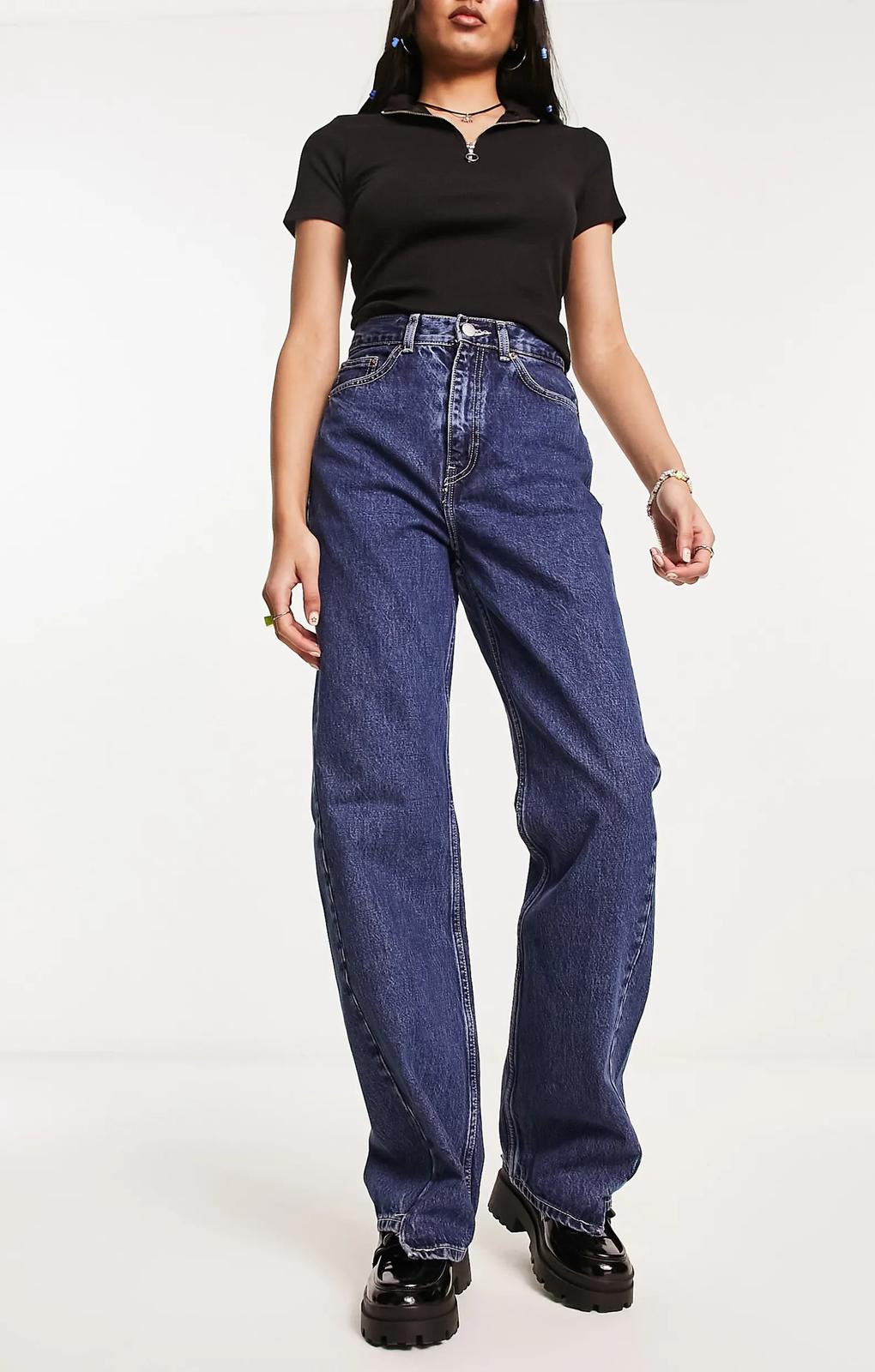 Dr Denim Echo Spiral Cut Straight Leg Jeans In Mid Blue – jeans by Dr Denim, available to rent from Hirestreet