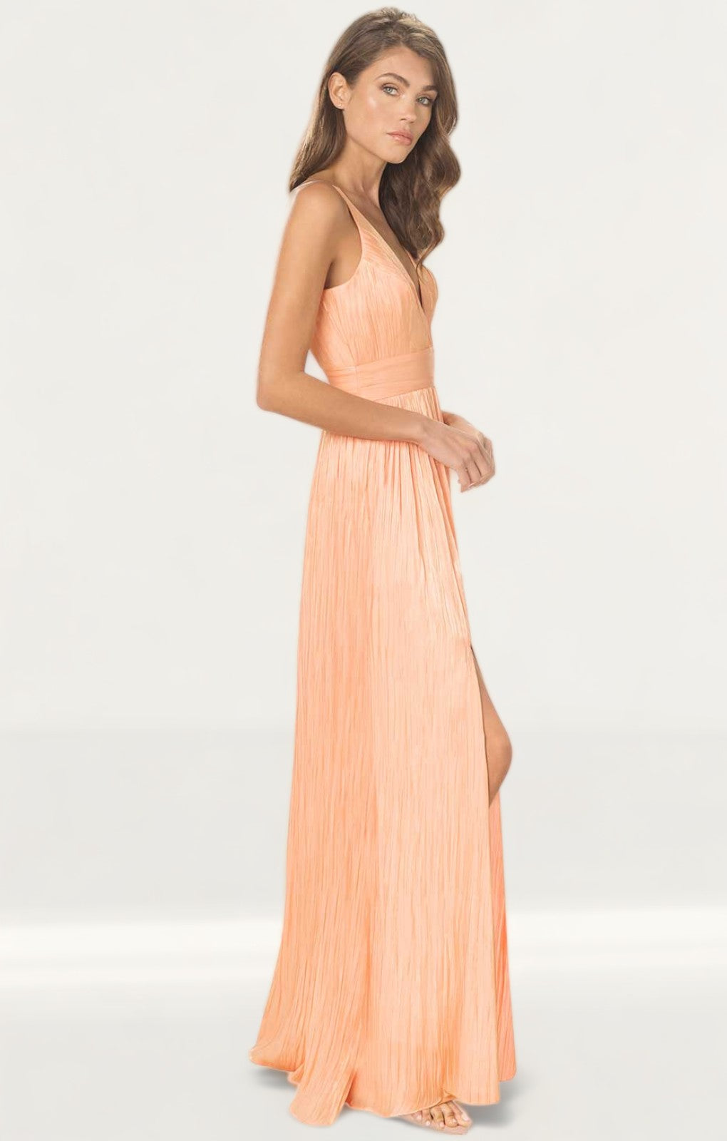 Dress The Population Danae Peach Satin Maxi Dress