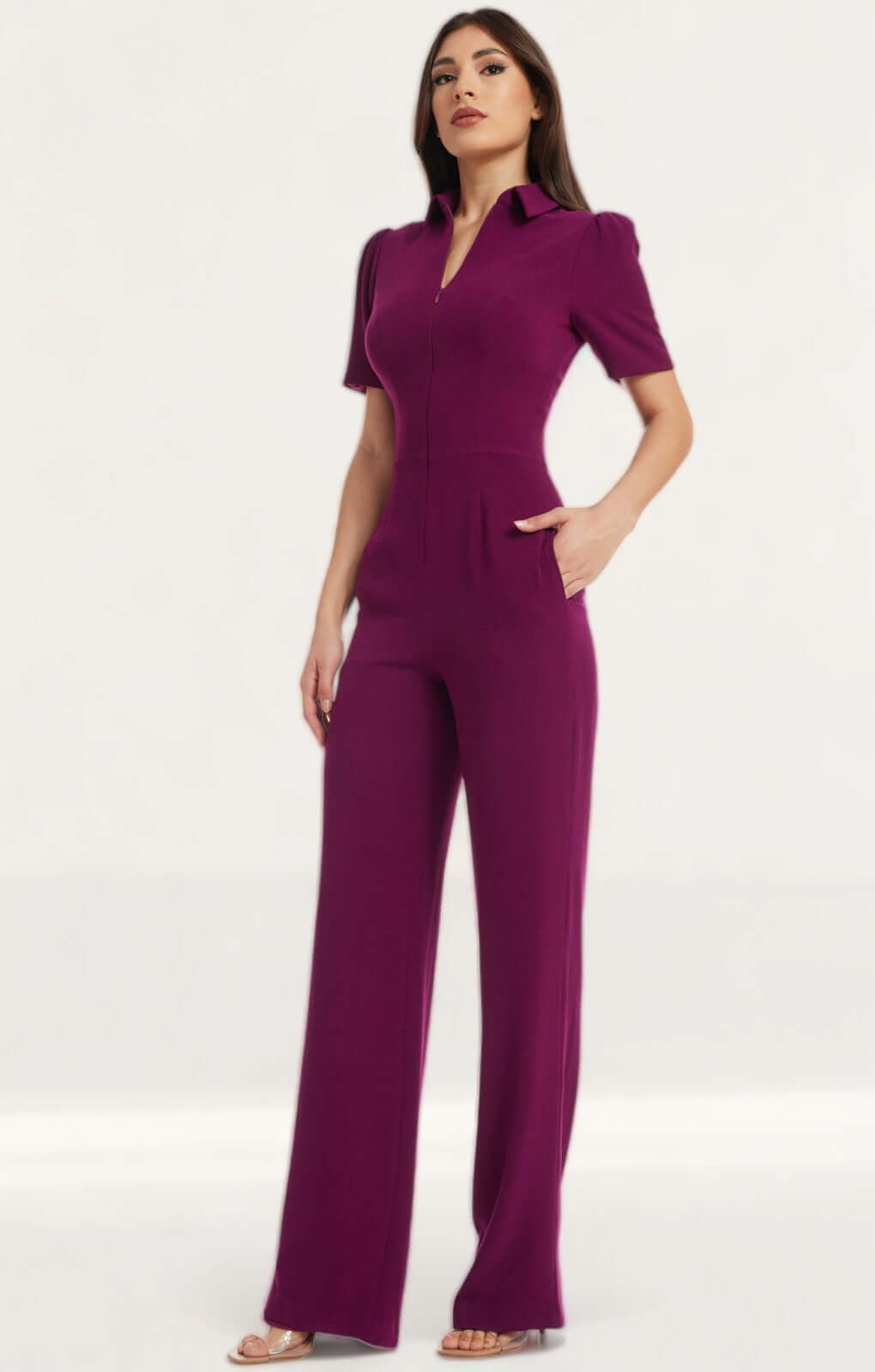 Dress The Population Dark Magenta Gloria Jumpsuit