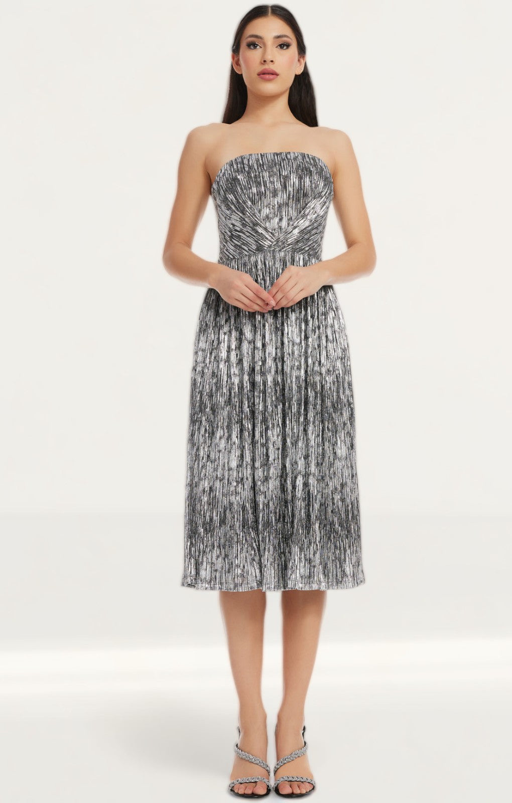 Dress The Population Silver Nadine Dress