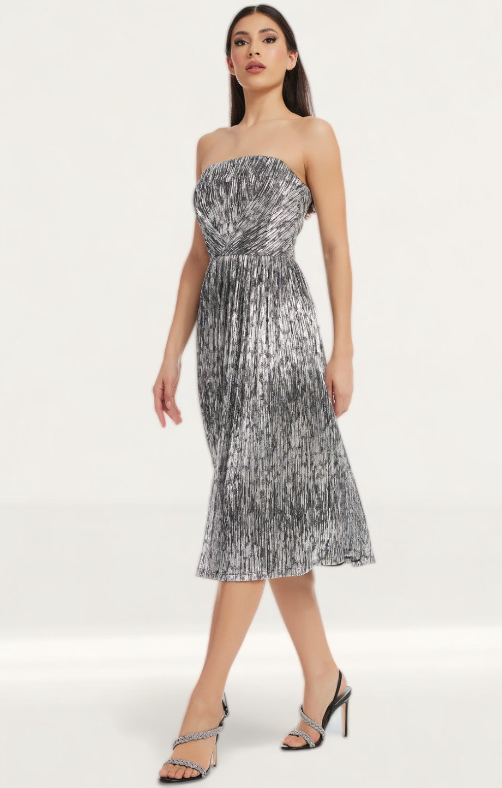 Dress The Population Silver Nadine Dress