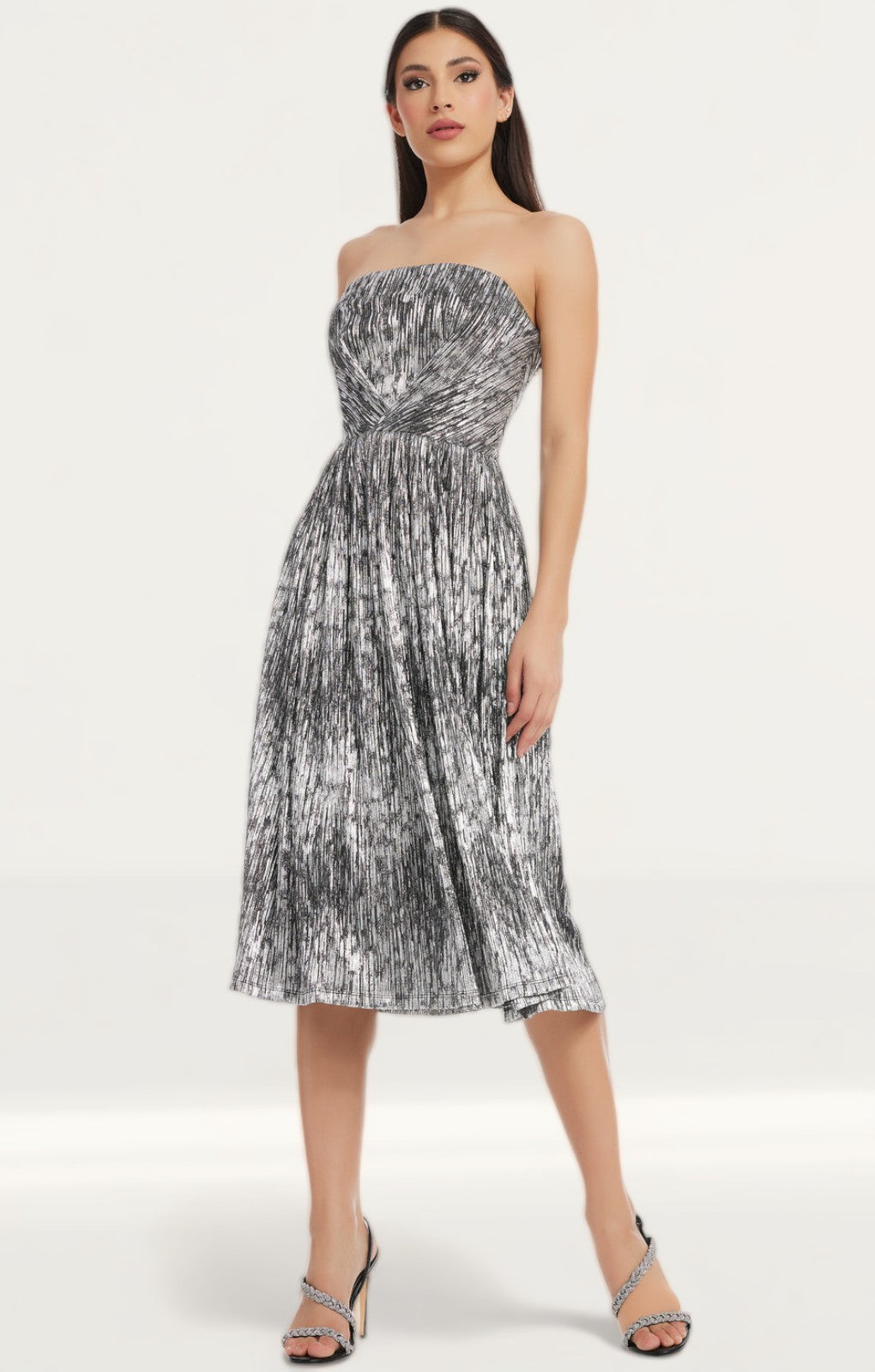 Dress The Population Silver Nadine Dress