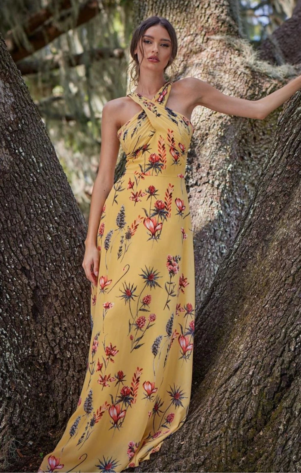 Dress The Population Brenna Canary Multi Floral Maxi Dress