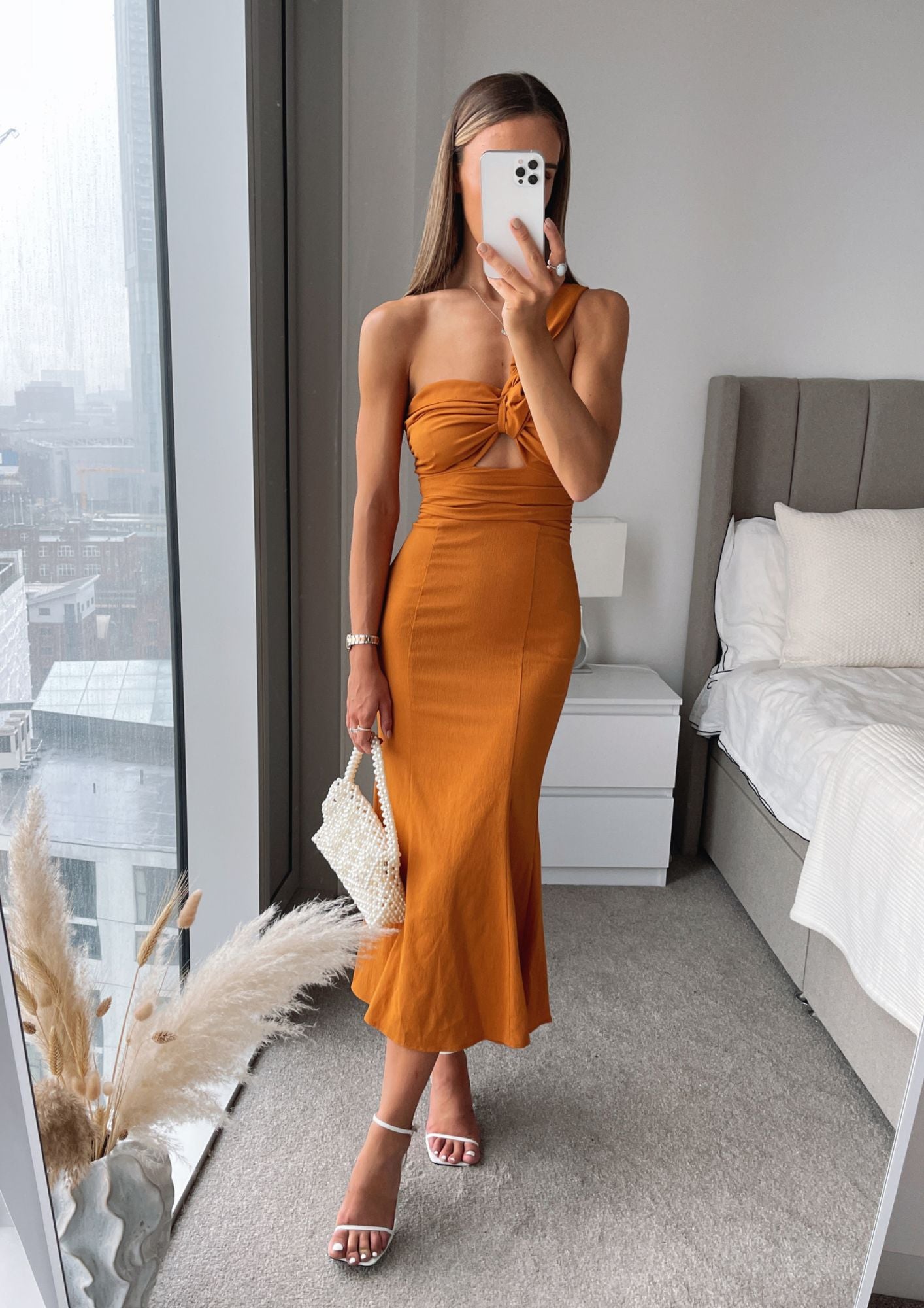 Finders Keepers Terracotta Jacques Midi Dress