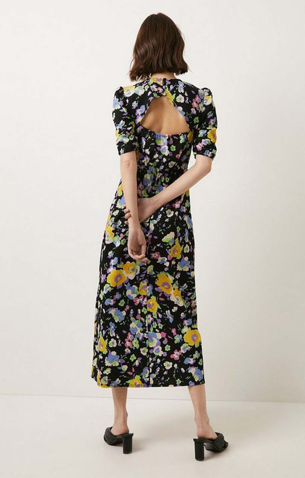 Oasis Crinkle Floral Tie Front Midi Dress