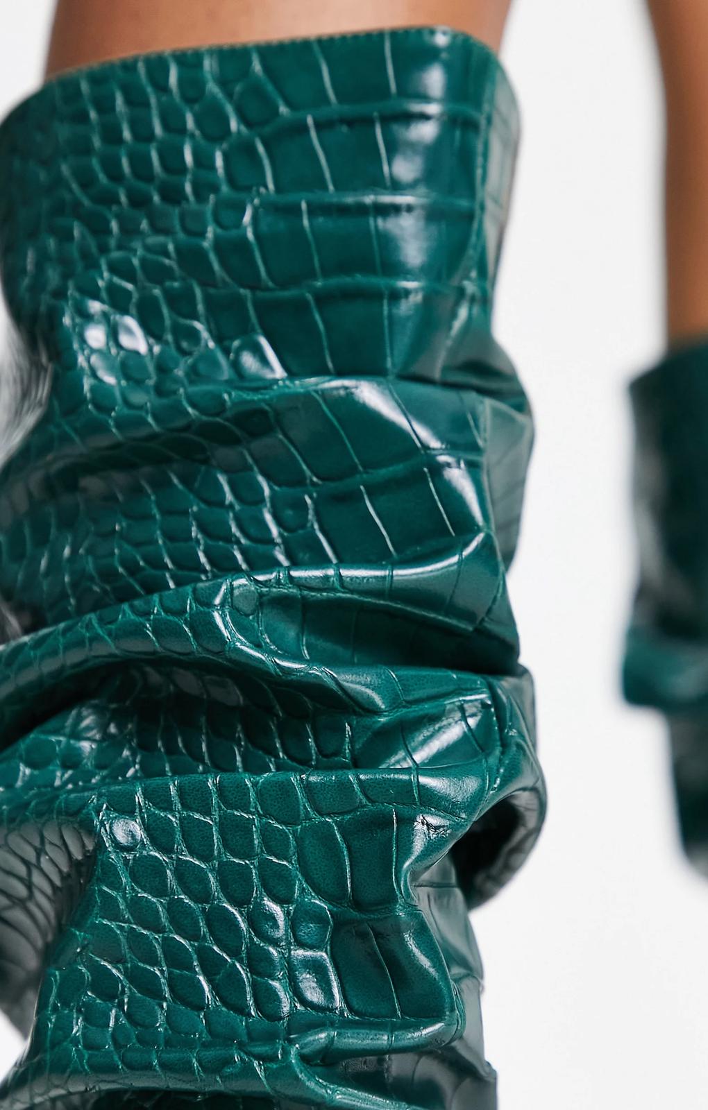 Forever New Exclusive Knee High Boots In Emerald Croc – shoes by Forever New, available to rent from Hirestreet