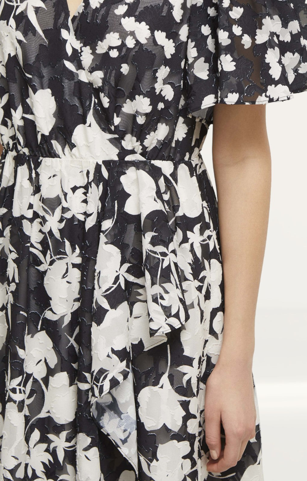 French Connection Bamba Devore V Neck Dress