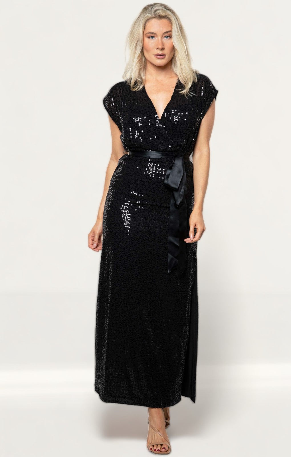 french connection long black dress Loft French Connection Crinkle Knit Maxi Dress Size Large Black Women's