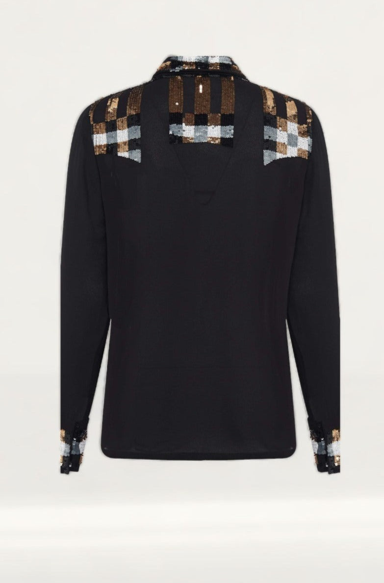 French Connection Black Bala Sequin Shirt