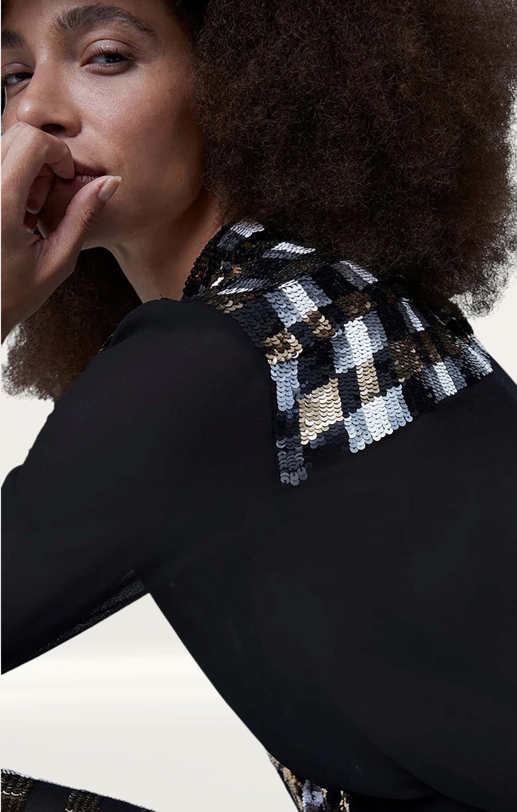French Connection Black Bala Sequin Shirt