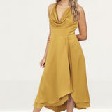 French Connection Citronelle Satin Cowl Neck Midi Dress