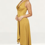 French Connection Citronelle Satin Cowl Neck Midi Dress