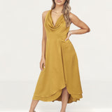 French Connection Citronelle Satin Cowl Neck Midi Dress