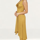 French Connection Citronelle Satin Cowl Neck Midi Dress