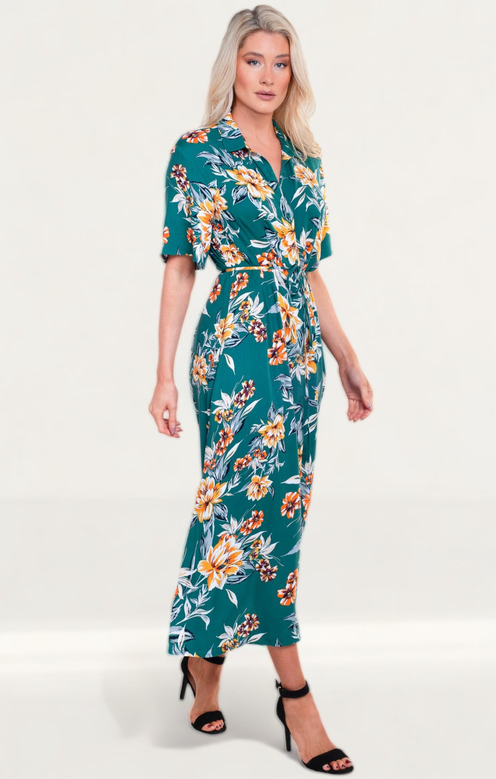French Connection Claribel Floral Midi Shirt Dress