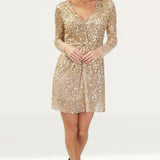 French Connection Emille Sparkle Short Gold Dress