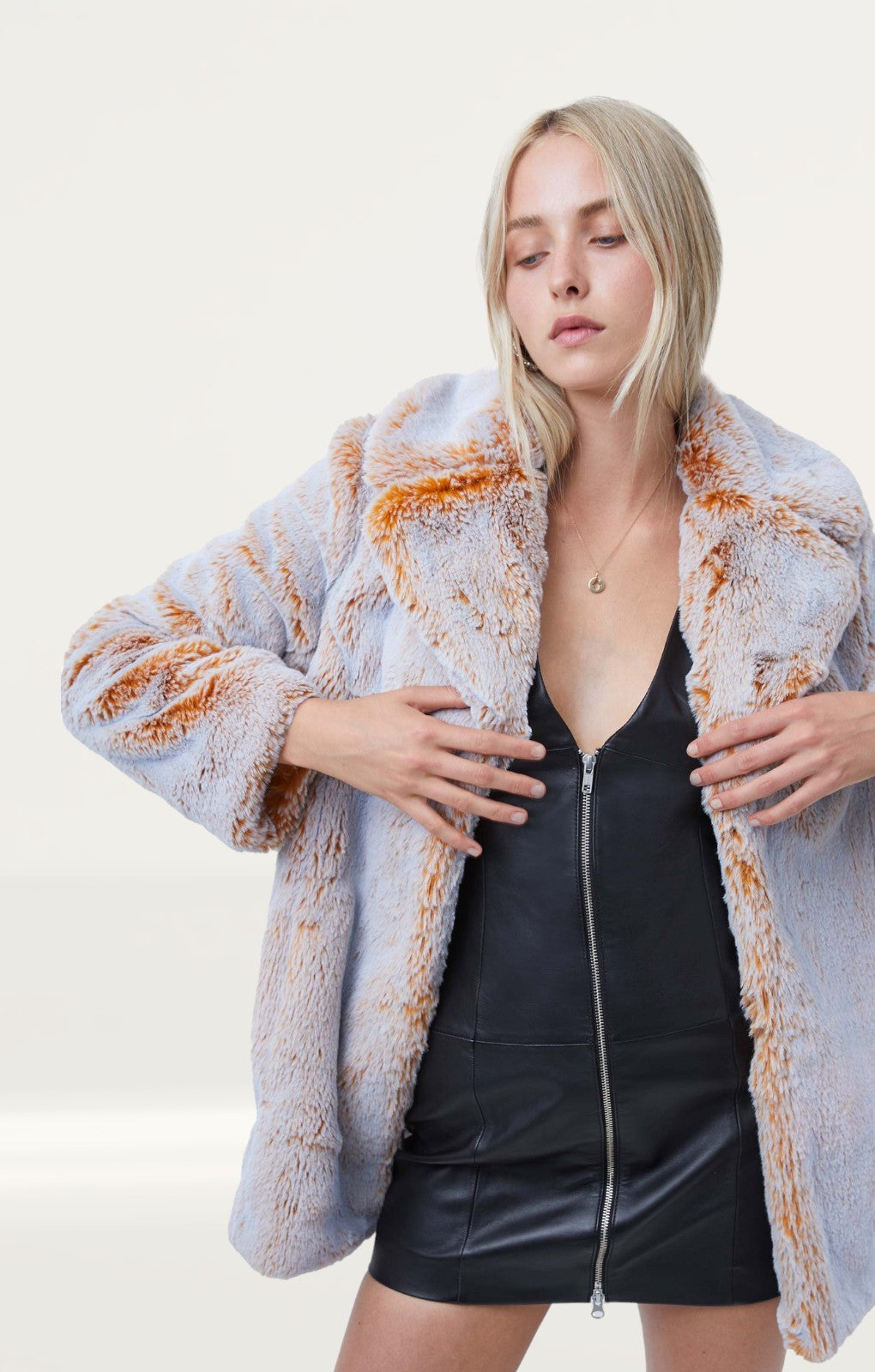 French Connection Golden Melange Danitanna Faux Fur Coat