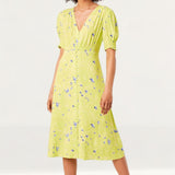 French Connection Lime Punch Ambar Printed Tea Dress