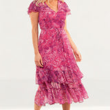 French Connection Very Berry Endra Crinkle Printed Dress