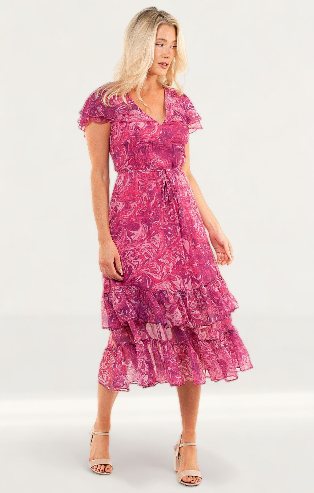 French Connection Very Berry Endra Crinkle Printed Dress