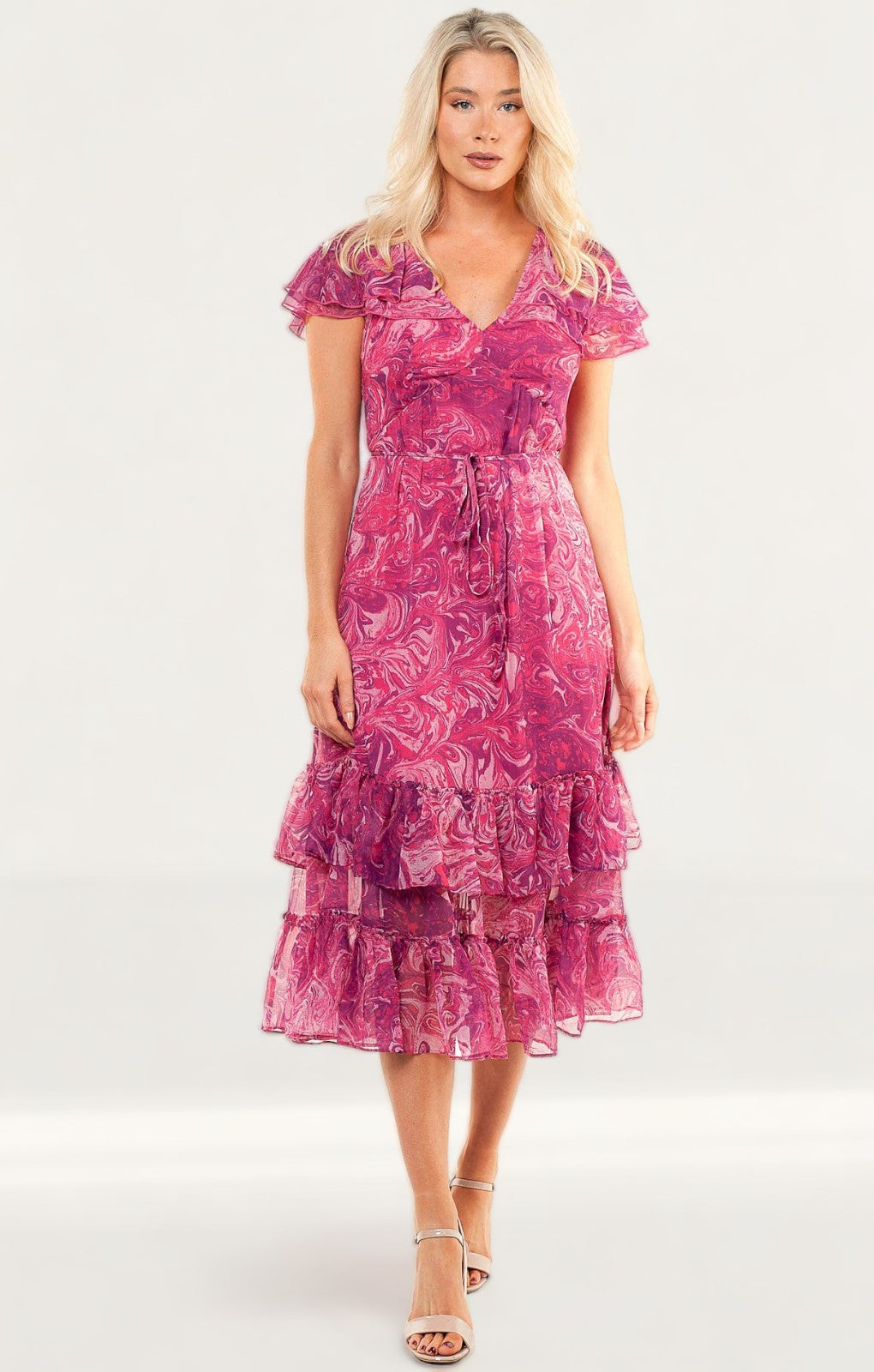French Connection Very Berry Endra Crinkle Printed Dress