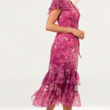 French Connection Very Berry Endra Crinkle Printed Dress