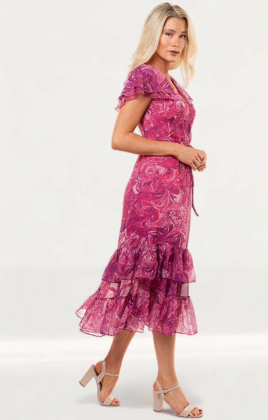 French Connection Very Berry Endra Crinkle Printed Dress