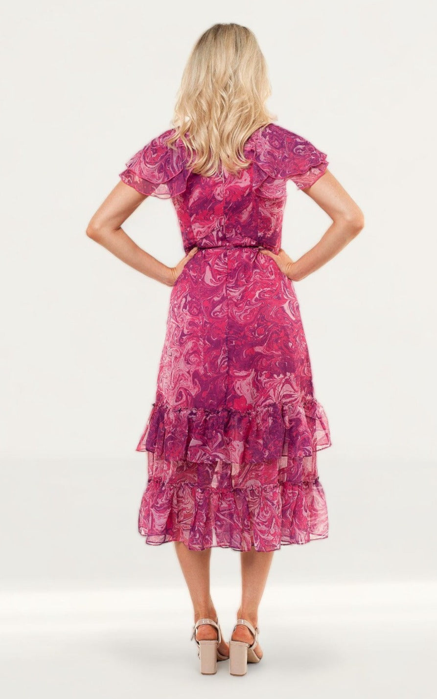French Connection Very Berry Endra Crinkle Printed Dress