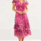French Connection Very Berry Endra Crinkle Printed Dress