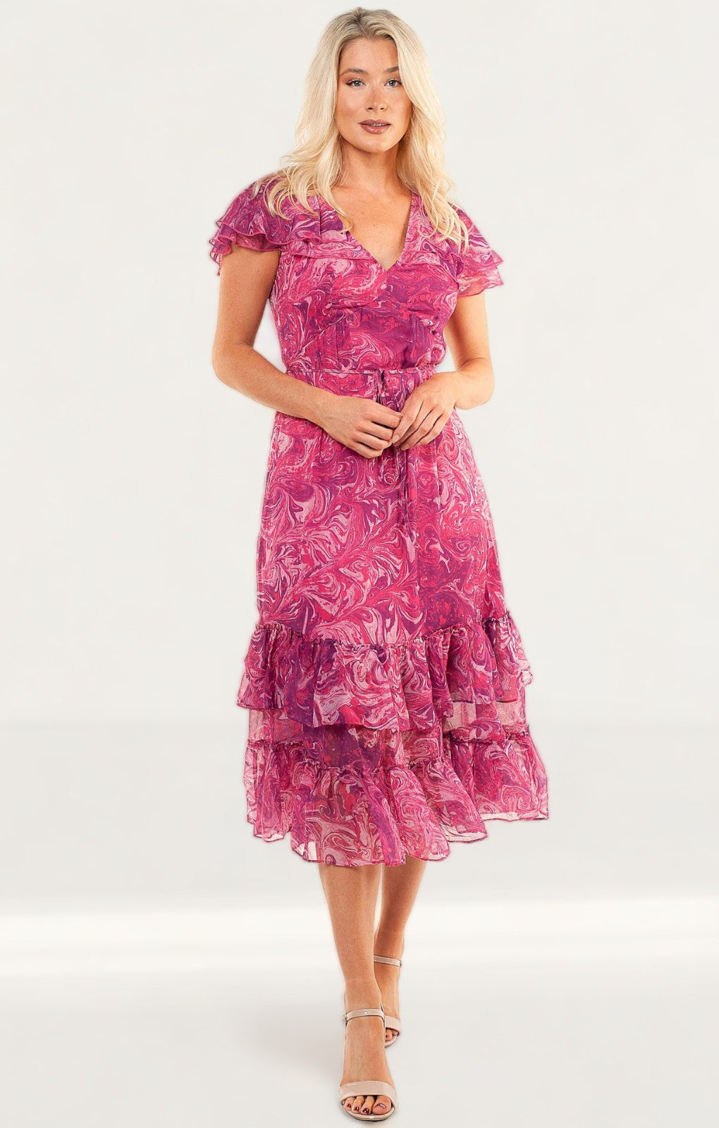 French Connection Very Berry Endra Crinkle Printed Dress