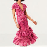 French Connection Very Berry Endra Crinkle Printed Dress