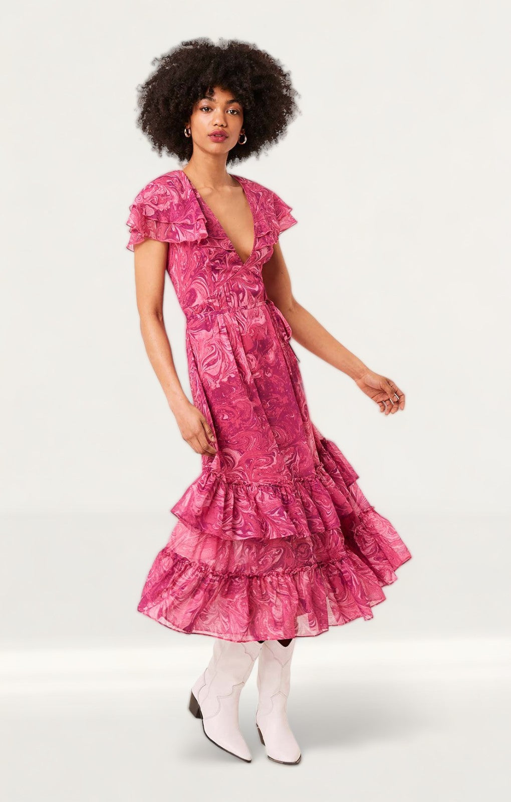 French Connection Very Berry Endra Crinkle Printed Dress