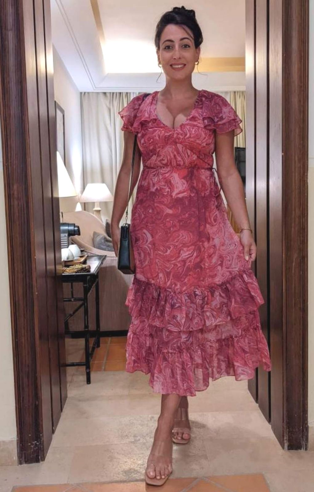 French Connection Very Berry Endra Crinkle Printed Dress