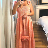 French Connection Diana Verona Drape Frill Dress Coral Pink